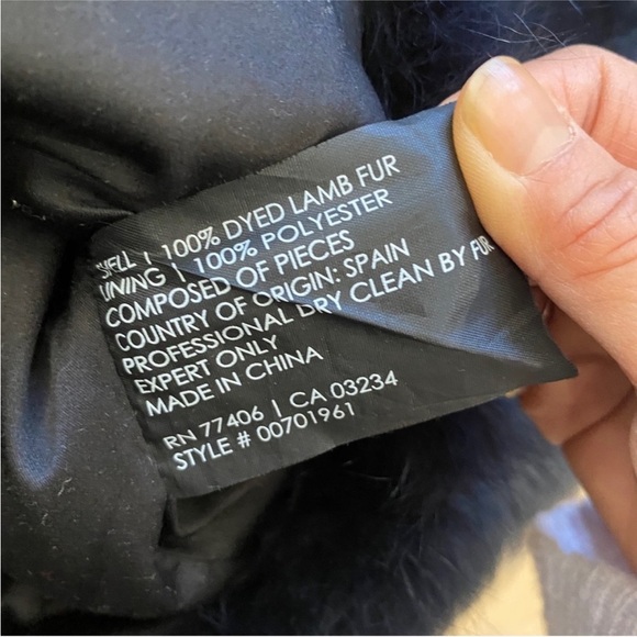 Club Monaco collection dyed navy blue/ blue genuine lamb fur pullover - Picture 7 of 10